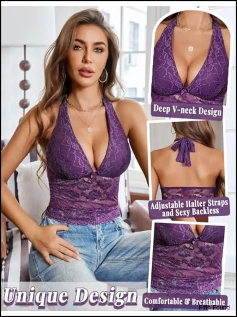 Sheer Lace Halter Crop Top with Adjustable Straps